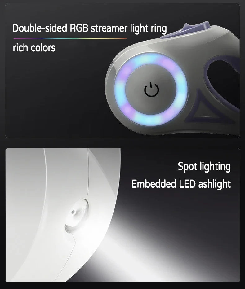 Retractable Dog Leash with LED Light – 3m or 5m