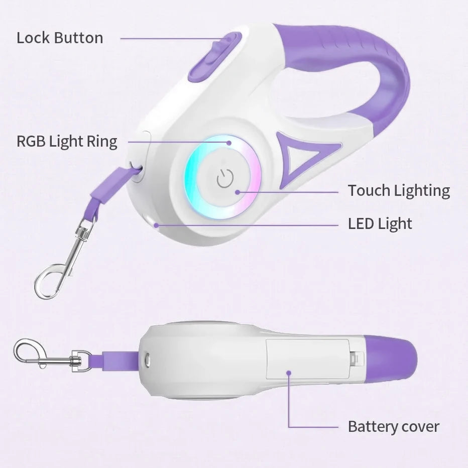 Retractable Dog Leash with LED Light – 3m or 5m